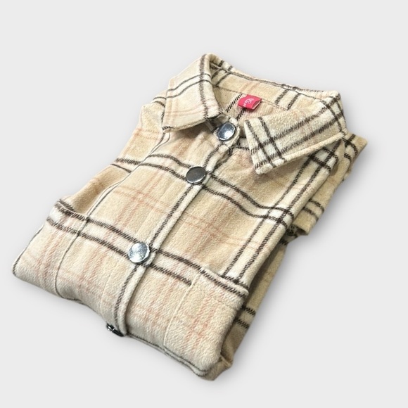 Mundefeis Plaid Brushed Oversized Button Front Shirt Jacket Shacket Size Small - Picture 12 of 12